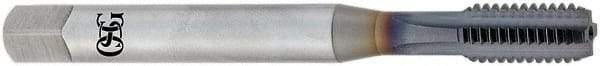 OSG - M12x1.50 Metric Fine 5 Flute TiCN Finish Powdered Metal Straight Flute Machine Tap - Modified Bottoming, Right Hand Thread, 3-3/8" OAL, 1-21/32" Thread Length, D6 Limit, Oversize - Exact Industrial Supply