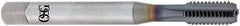 OSG - M12x1.50 Metric Fine 5 Flute TiCN Finish Powdered Metal Straight Flute Machine Tap - Modified Bottoming, Right Hand Thread, 3-3/8" OAL, 1-21/32" Thread Length, D6 Limit, Oversize - Exact Industrial Supply