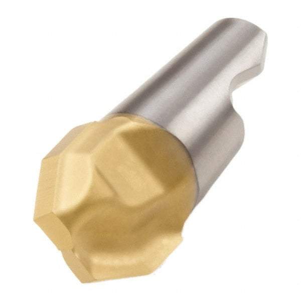Seco - MM08 E03 Grade T60M Carbide Chamfer Milling Tip Insert - TiAlN/TiN Finish, 2 Flutes, 0.315" Cutting Diam, 0.13" Depth of Cut, 0.302" Extension, 0.114" Cnr Rad - USA Tool & Supply