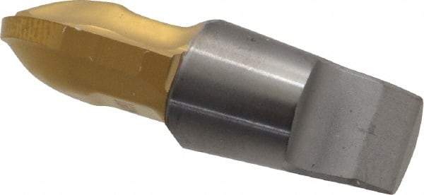 Seco - MM12 M05 Grade T60M Carbide End Milling Tip Insert - TiAlN/TiN Finish, 2 Flutes, 1/2" Cutting Diam, 0.555" Depth of Cut, 0.627" Extension, 1/4" Cnr Rad - USA Tool & Supply