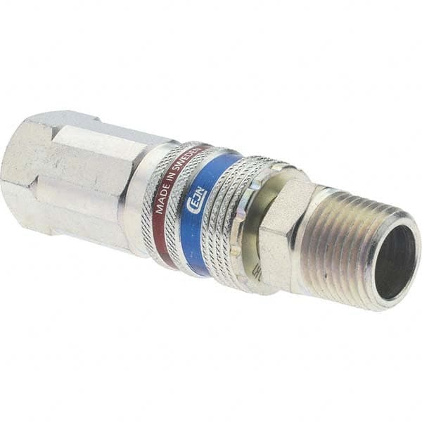 Dynabrade - 2 Piece 1/2" Body 1/2 NPT 150 psi Brass/Steel Industrial Pneumatic Coupling Plug Set - USA Tool & Supply