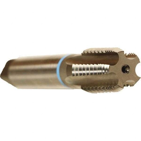 Emuge - Bright Finish, Cobalt, Interrupted Thread Pipe Tap - 6.299 Inch Overall Length, 1-3/4 Inch Thread Length, 0.84 Inch Square Size, Series KEG - USA Tool & Supply