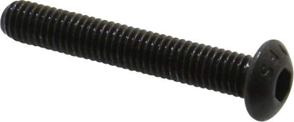 Value Collection - #10-32 UNF Hex Socket Drive, Button Screw - Alloy Steel, Black Oxide Finish, Fully Threaded, 1-1/4" Length Under Head - USA Tool & Supply
