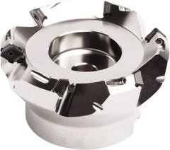 Seco - 42mm Cut Diam, 15mm Arbor Hole, 4.5mm Max Depth of Cut, 45° Indexable Chamfer & Angle Face Mill - 4 Inserts, SE.. 09T3 Insert, Right Hand Cut, 4 Flutes, Through Coolant, Series QuattroMill - USA Tool & Supply