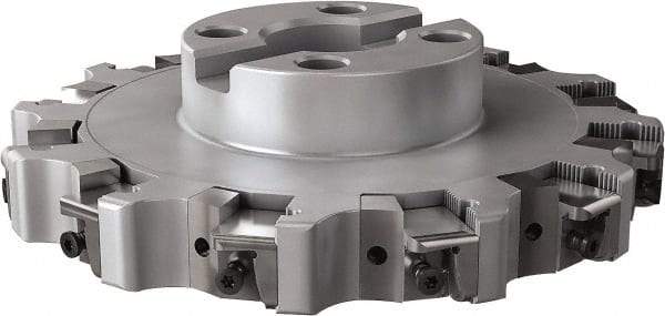 Seco - Shell Mount Connection, 0.63" Cutting Width, 2.209" Depth of Cut, 8" Cutter Diam, 1-1/2" Hole Diam, 12 Tooth Indexable Slotting Cutter - R335.25 Toolholder, XNHQ, LNHQ Insert, Right Hand Cutting Direction - USA Tool & Supply