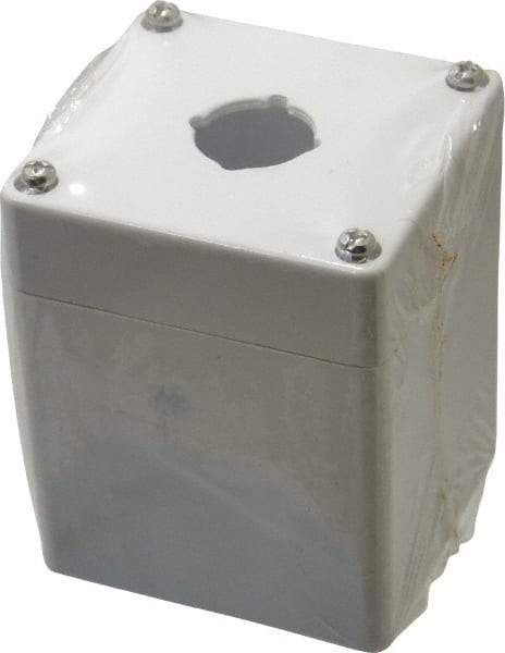 Eaton Cutler-Hammer - 1 Hole, 22-1/2mm Hole Diameter, Polycarbonate Pushbutton Switch Enclosure - 3-15/64 Inch High x 3-5/32 Inch Wide x 3-35/64 Inch Deep, 4, 12, 13, 4X NEMA Rated - USA Tool & Supply