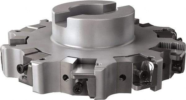 Seco - Shell Mount Connection, 1.26" Cutting Width, 1.579" Depth of Cut, 6" Cutter Diam, 1-1/2" Hole Diam, 5 Tooth Indexable Slotting Cutter - R335.25 Toolholder, XNHQ, LNHQ Insert, Right Hand Cutting Direction - USA Tool & Supply