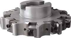 Seco - Shell Mount Connection, 1.26" Cutting Width, 1.579" Depth of Cut, 6" Cutter Diam, 1-1/2" Hole Diam, 5 Tooth Indexable Slotting Cutter - R335.25 Toolholder, XNHQ, LNHQ Insert, Right Hand Cutting Direction - USA Tool & Supply