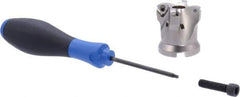 Seco - 4 Inserts, 1" Cutter Diam, 0.06" Max Depth of Cut, Indexable High-Feed Face Mill - 1/2" Arbor Hole Diam, 0.03" Keyway Width, 1.6" High, R220.21 Toolholder, 218.19-125.. Inserts, Series R220.21 - USA Tool & Supply