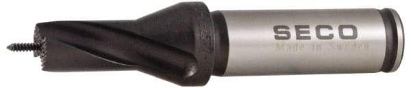 Seco - 15 to 15.99mm Diam, 1.5xD, 0.98" Max Depth, 5/8" Shank Diam, 0.571" Flute, 4.067" OAL, Replaceable Tip Drill - SD100 Insert, SD101 Toolholder, Series SD101 - USA Tool & Supply