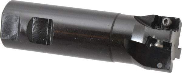 Seco - 1-1/2" Cut Diam, 0.59" Max Depth of Cut, 1-1/4" Shank Diam, 4.53" OAL, Indexable Square Shoulder End Mill - AP.. 1604 Inserts, Weldon Shank, 90° Lead Angle - USA Tool & Supply