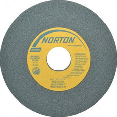 Norton - 6" Diam x 1-1/4" Hole x 1/2" Thick, I Hardness, 100 Grit Surface Grinding Wheel - Silicon Carbide, Type 1, Fine Grade, 4,140 Max RPM, Vitrified Bond, No Recess - USA Tool & Supply