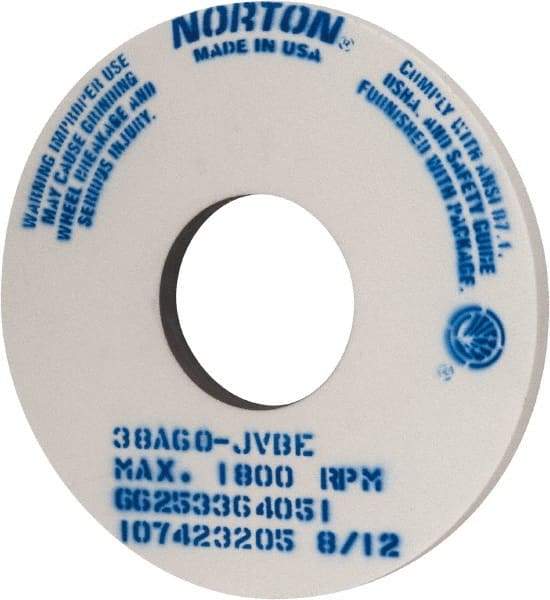 Norton - 14" Diam x 5" Hole x 1" Thick, J Hardness, 60 Grit Surface Grinding Wheel - Aluminum Oxide, Type 1, Medium Grade, 1,800 Max RPM, Vitrified Bond, No Recess - USA Tool & Supply