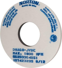 Norton - 14" Diam x 5" Hole x 1" Thick, J Hardness, 60 Grit Surface Grinding Wheel - Aluminum Oxide, Type 1, Medium Grade, 1,800 Max RPM, Vitrified Bond, No Recess - USA Tool & Supply