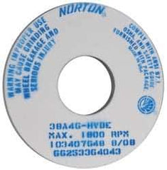 Norton - 14" Diam x 5" Hole x 1" Thick, H Hardness, 46 Grit Surface Grinding Wheel - Aluminum Oxide, Type 1, Coarse Grade, 1,800 Max RPM, Vitrified Bond, No Recess - USA Tool & Supply