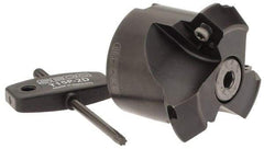 Seco - 2.05" Cut Diam, 3/4" Arbor Hole, 0.28" Max Depth of Cut, 45° Indexable Chamfer & Angle Face Mill - 3 Inserts, SPMX 12T3 Insert, Right Hand Cut, 3 Flutes, Series R220.69 - USA Tool & Supply