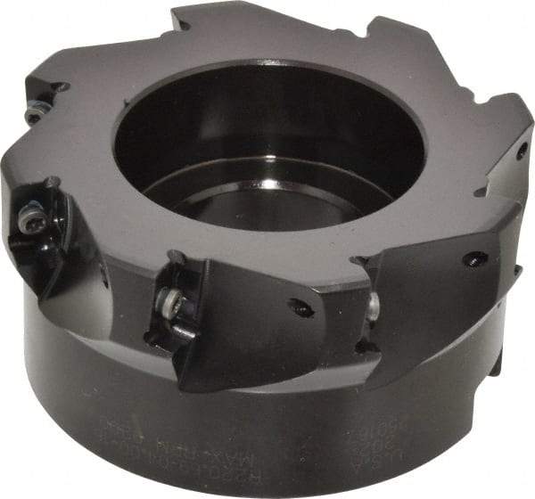 Seco - 8 Inserts, 4" Cut Diam, 1-1/2" Arbor Diam, 0.59" Max Depth of Cut, Indexable Square-Shoulder Face Mill - 0/90° Lead Angle, 1.97" High, AP.. 1604 Insert Compatibility - USA Tool & Supply