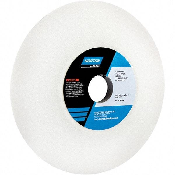 Norton - 8" Diam x 1-1/4" Hole x 3/4" Thick, K Hardness, 60 Grit Surface Grinding Wheel - Aluminum Oxide, Type 12, Medium Grade, 3,600 Max RPM - USA Tool & Supply