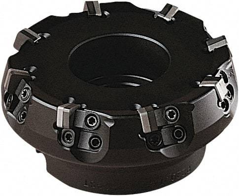 Seco - 5.01" Cut Diam, 1-1/2" Arbor Hole, 0.315" Max Depth of Cut, 75° Indexable Chamfer & Angle Face Mill - 9 Inserts, SN.. Insert, Right Hand Cut, 8 Flutes, Series R220.74 - USA Tool & Supply