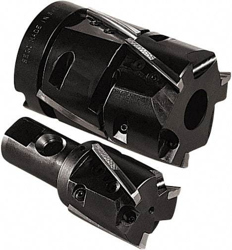 Seco - 6 Inserts, 3" Cut Diam, 1" Arbor Diam, 3-1/2" Max Depth of Cut, Indexable Square-Shoulder Face Mill - 0/90° Lead Angle, 4.76" High, R235.15-080 Insert Compatibility, Series R220.47 - USA Tool & Supply