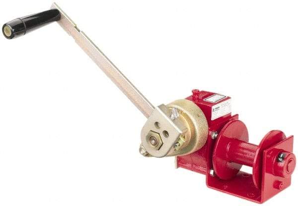 THERN - 1000/500 Lbs. Load Limit Worm Gear Hand Winch - 7-1/2 Inches Long x 15.59 Inches High x 11.81 Inches Deep, 1,000 Lbs. Line Pull Capacity, 26 Lbs. Force to Lift 1,000 Pounds - USA Tool & Supply
