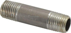 Merit Brass - 1/4" Pipe, 2" Long, Aluminum Pipe Nipple - Grade 6061, Threaded - USA Tool & Supply