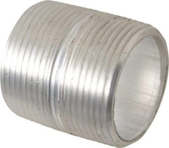 Merit Brass - 1-1/4" Pipe, 1-5/8" Long, Aluminum Pipe Nipple - Grade 6061, Threaded - USA Tool & Supply