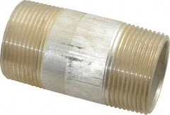 Merit Brass - 1-1/4" Pipe, 3" Long, Aluminum Pipe Nipple - Grade 6061, Threaded - USA Tool & Supply