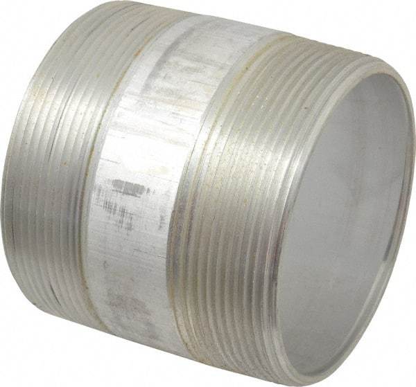 Merit Brass - 4" Pipe, 4" Long, Aluminum Pipe Nipple - Grade 6061, Threaded - USA Tool & Supply