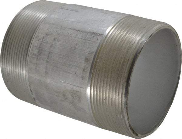 Merit Brass - 4" Pipe, 6" Long, Aluminum Pipe Nipple - Grade 6061, Threaded - USA Tool & Supply