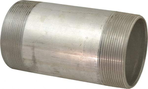 Merit Brass - 4" Pipe, 8" Long, Aluminum Pipe Nipple - Grade 6061, Threaded - USA Tool & Supply