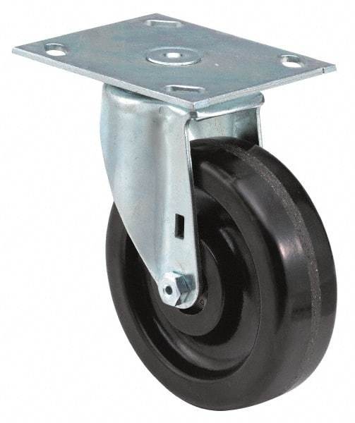E.R. Wagner - 3-1/2" Diam x 1-1/4" Wide x 4-5/8" OAH Top Plate Mount Swivel Caster - Polyurethane, 250 Lb Capacity, Ball Bearing, 3-3/4 x 4-5/8" Plate - USA Tool & Supply