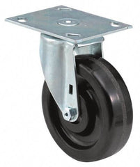 E.R. Wagner - 4" Diam x 1-1/2" Wide x 5-3/8" OAH Top Plate Mount Swivel Caster - Phenolic, 450 Lb Capacity, Roller Bearing, 3-3/4 x 4-5/8" Plate - USA Tool & Supply