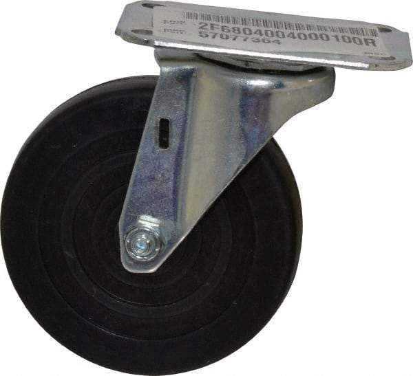 E.R. Wagner - 4" Diam x 1" Wide x 4-13/16" OAH Top Plate Mount Swivel Caster - Soft Rubber, 115 Lb Capacity, Delrin Bearing, 2-3/4 x 3-3/4" Plate - USA Tool & Supply