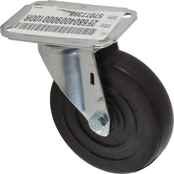 E.R. Wagner - 4" Diam x 1" Wide x 4-13/16" OAH Top Plate Mount Swivel Caster - Hard Rubber, 140 Lb Capacity, Delrin Bearing, 2-3/4 x 3-3/4" Plate - USA Tool & Supply