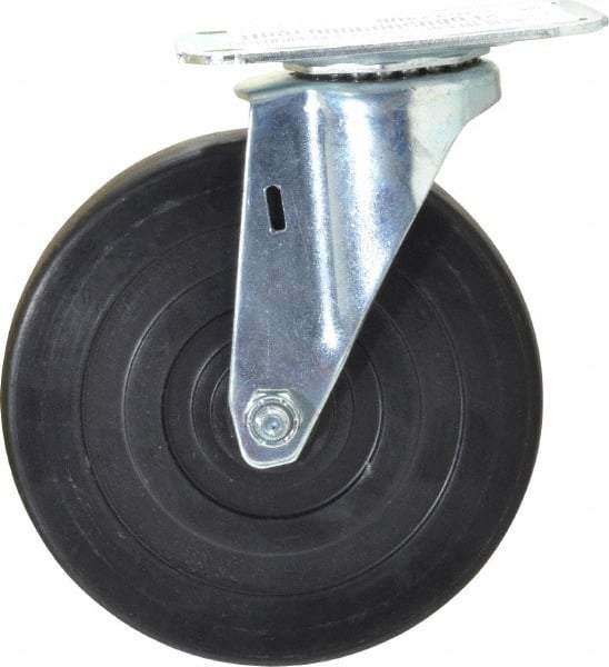 E.R. Wagner - 5" Diam x 1" Wide x 5-13/16" OAH Top Plate Mount Swivel Caster - Hard Rubber, 145 Lb Capacity, Delrin Bearing, 2-3/4 x 3-3/4" Plate - USA Tool & Supply