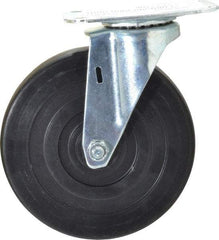 E.R. Wagner - 5" Diam x 1" Wide x 5-13/16" OAH Top Plate Mount Swivel Caster - Hard Rubber, 145 Lb Capacity, Delrin Bearing, 2-3/4 x 3-3/4" Plate - USA Tool & Supply