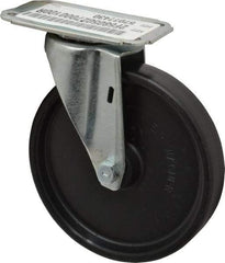 E.R. Wagner - 5" Diam x 1" Wide x 5-13/16" OAH Top Plate Mount Swivel Caster - Polyolefin, 145 Lb Capacity, Plain Bearing, 2-3/4 x 3-3/4" Plate - USA Tool & Supply