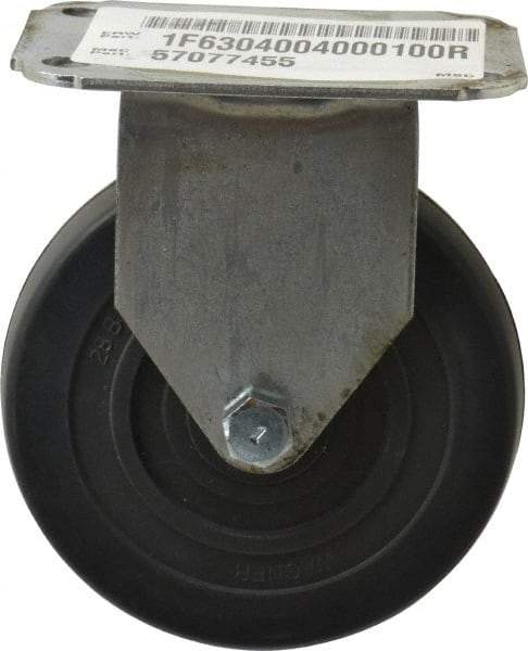 E.R. Wagner - 4" Diam x 1" Wide x 4-13/16" OAH Top Plate Mount Rigid Caster - Soft Rubber, 115 Lb Capacity, Delrin Bearing, 2-3/4 x 3-3/4" Plate - USA Tool & Supply