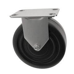 E.R. Wagner - 5" Diam x 1" Wide x 5-13/16" OAH Top Plate Mount Rigid Caster - Soft Rubber, 125 Lb Capacity, Delrin Bearing, 2-3/4 x 3-3/4" Plate - USA Tool & Supply