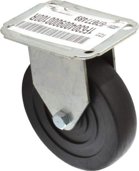 E.R. Wagner - 4" Diam x 1" Wide x 4-13/16" OAH Top Plate Mount Rigid Caster - Hard Rubber, 140 Lb Capacity, Delrin Bearing, 2-3/4 x 3-3/4" Plate - USA Tool & Supply