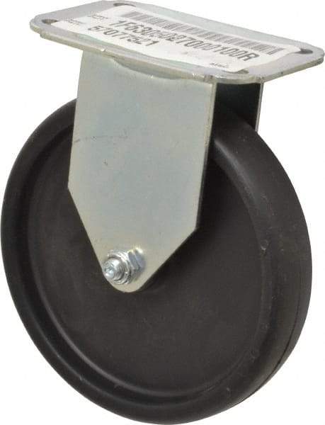 E.R. Wagner - 5" Diam x 1" Wide x 5-13/16" OAH Top Plate Mount Rigid Caster - Polyolefin, 145 Lb Capacity, Plain Bearing, 2-3/4 x 3-3/4" Plate - USA Tool & Supply