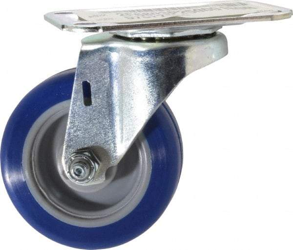 E.R. Wagner - 3" Diam x 1" Wide x 3-3/4" OAH Top Plate Mount Swivel Caster - Polyurethane, 125 Lb Capacity, Plain Bearing, 2-3/4 x 3-3/4" Plate - USA Tool & Supply