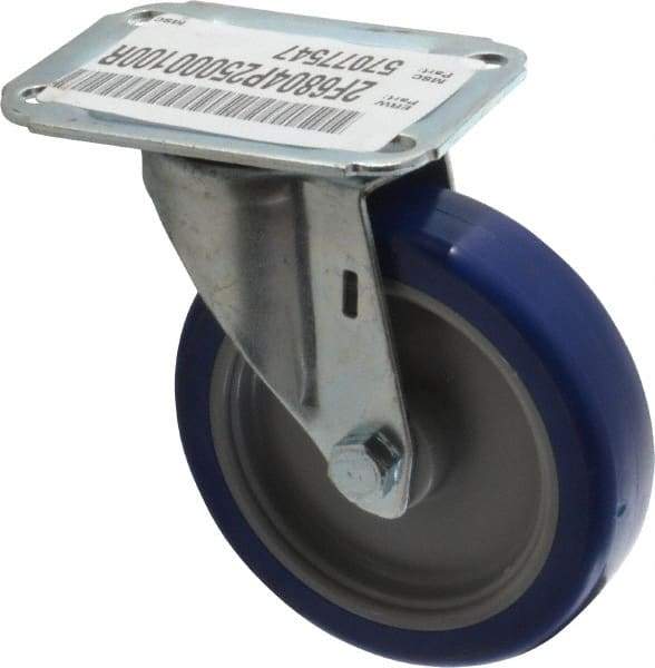 E.R. Wagner - 4" Diam x 1" Wide x 4-13/16" OAH Top Plate Mount Swivel Caster - Polyurethane, 140 Lb Capacity, Plain Bearing, 2-3/4 x 3-3/4" Plate - USA Tool & Supply
