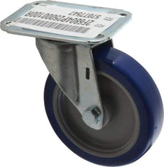 E.R. Wagner - 4" Diam x 1" Wide x 4-13/16" OAH Top Plate Mount Swivel Caster - Polyurethane, 140 Lb Capacity, Plain Bearing, 2-3/4 x 3-3/4" Plate - USA Tool & Supply
