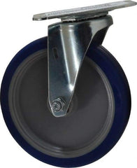 E.R. Wagner - 5" Diam x 1" Wide x 5-13/16" OAH Top Plate Mount Swivel Caster - Polyurethane, 145 Lb Capacity, Plain Bearing, 2-3/4 x 3-3/4" Plate - USA Tool & Supply
