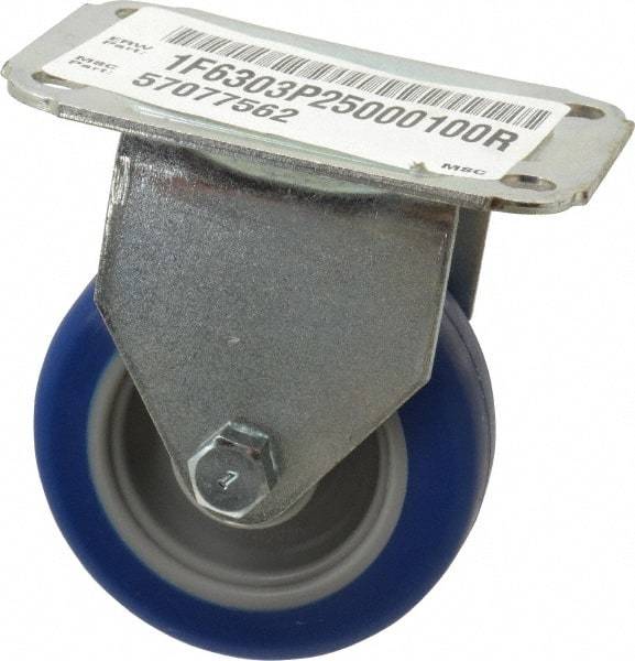 E.R. Wagner - 3" Diam x 1" Wide x 3-3/4" OAH Top Plate Mount Rigid Caster - Polyurethane, 125 Lb Capacity, Plain Bearing, 2-3/4 x 3-3/4" Plate - USA Tool & Supply