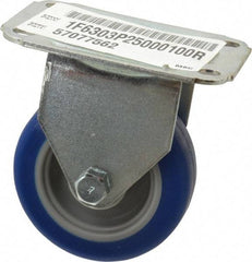 E.R. Wagner - 3" Diam x 1" Wide x 3-3/4" OAH Top Plate Mount Rigid Caster - Polyurethane, 125 Lb Capacity, Plain Bearing, 2-3/4 x 3-3/4" Plate - USA Tool & Supply