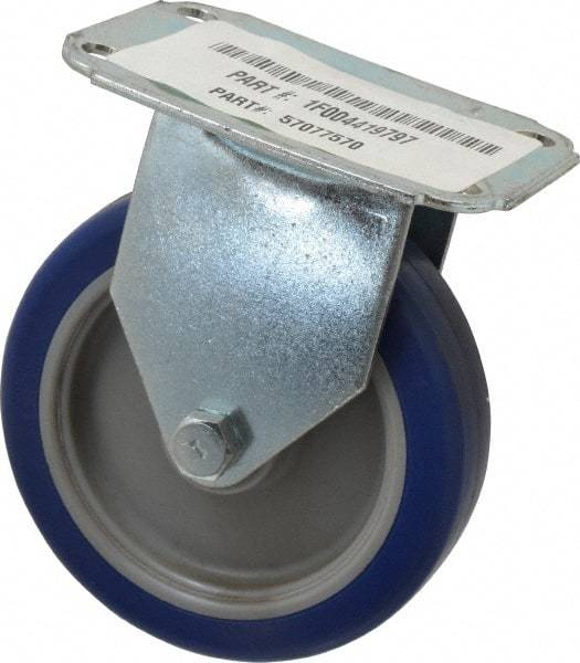 E.R. Wagner - 4" Diam x 1" Wide x 4-13/16" OAH Top Plate Mount Rigid Caster - Polyurethane, 140 Lb Capacity, Plain Bearing, 2-3/4 x 3-3/4" Plate - USA Tool & Supply
