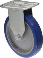 E.R. Wagner - 5" Diam x 1" Wide x 5-13/16" OAH Top Plate Mount Rigid Caster - Polyurethane, 145 Lb Capacity, Plain Bearing, 2-3/4 x 3-3/4" Plate - USA Tool & Supply